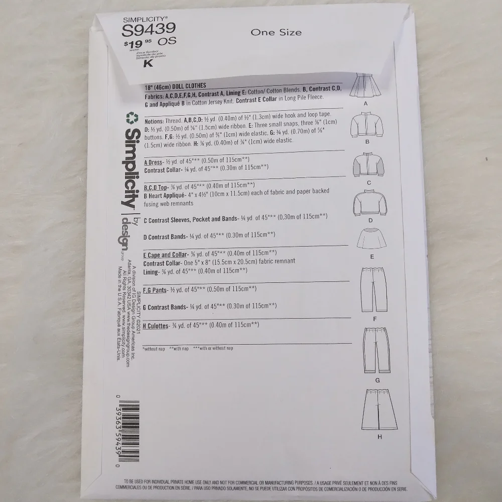 Simplicity sewing pattern